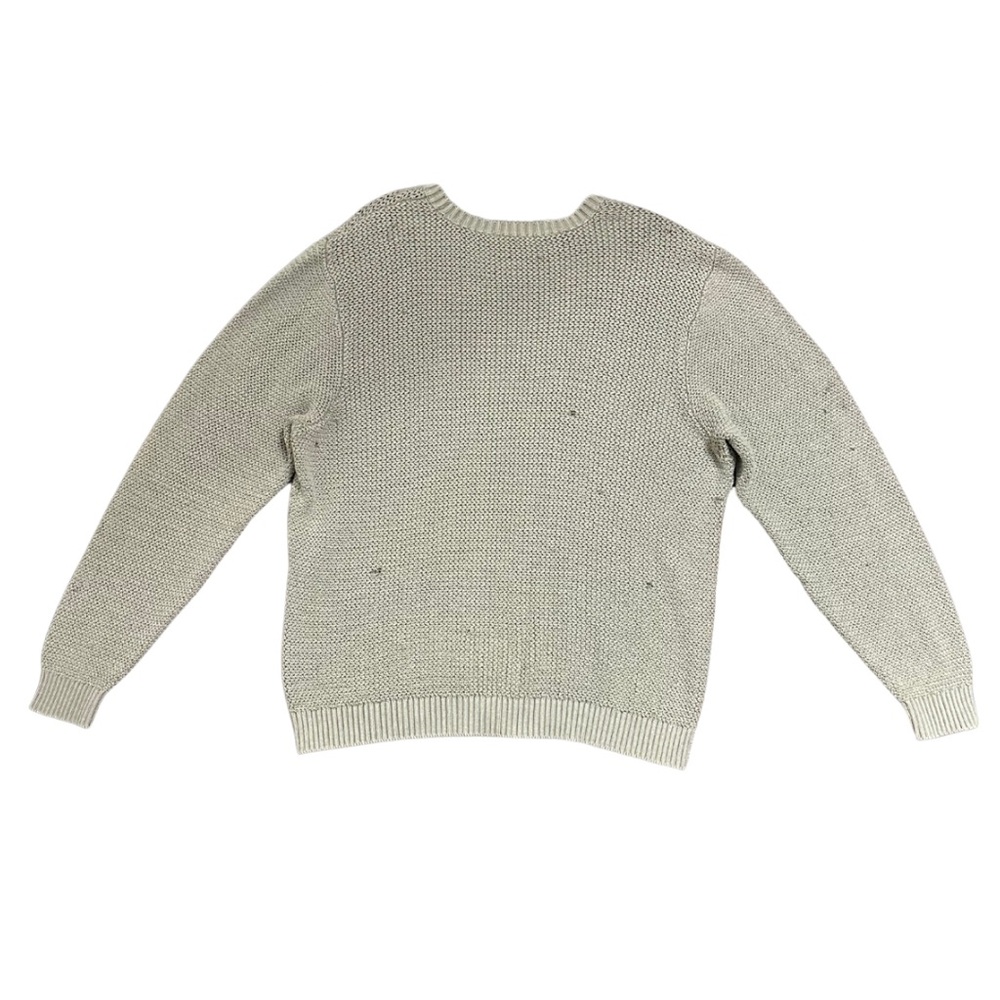 Marine Layer Fisherman Distressed Cotton Cable Knit Sweater, Grey, Size XL - Picture 3 of 6